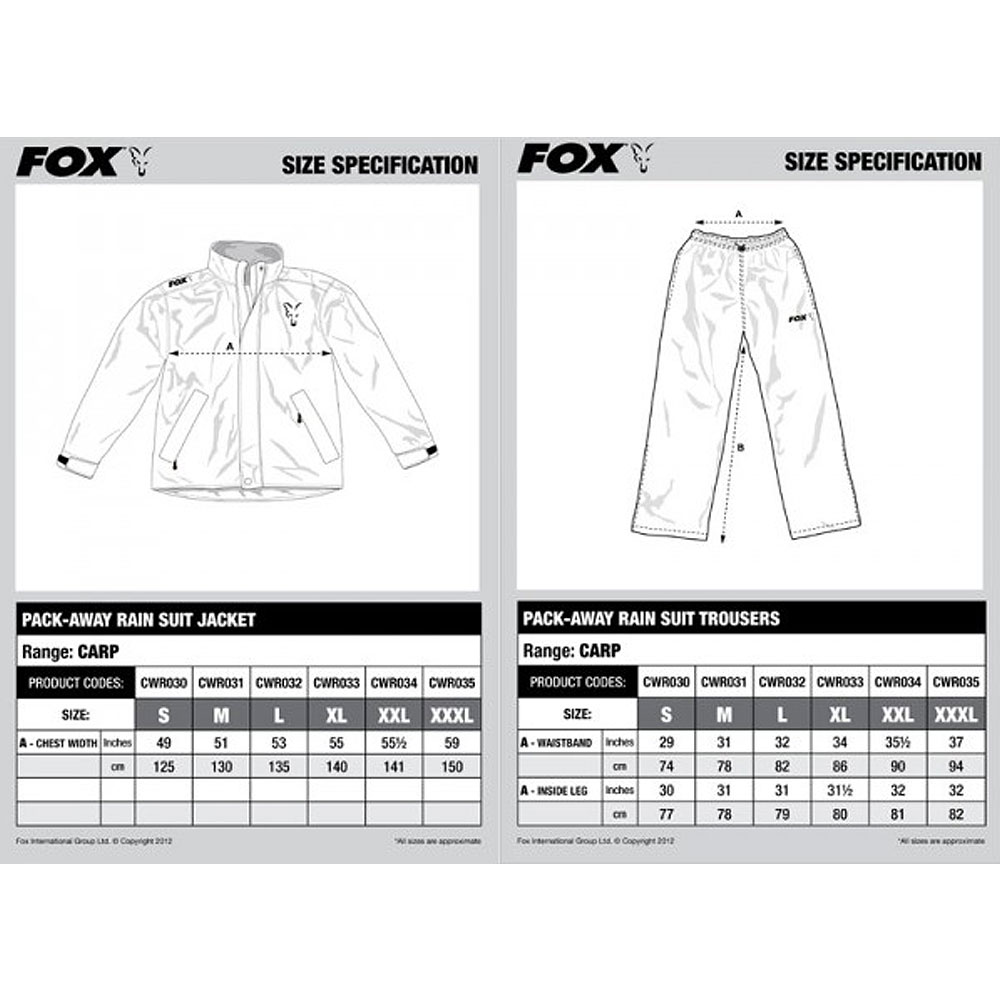 Fox Rain Suit Spec